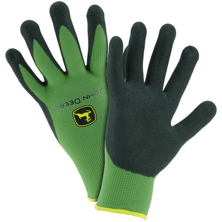 WEST CHESTER PROTECTIVE GEAR John Deere Unisex Foam Palm Dipped Gloves Black/Green L 1 pair JD00018-L